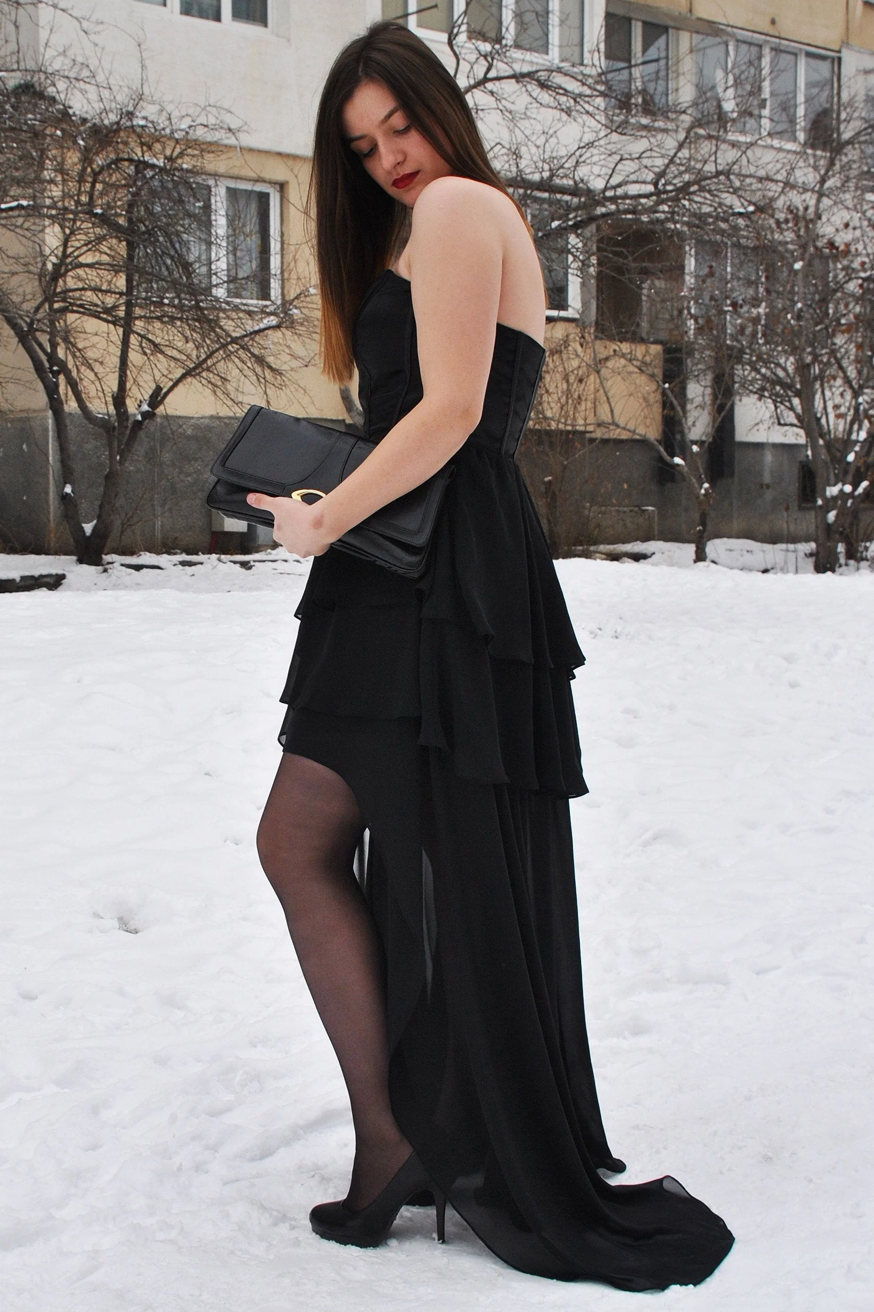 A-line Sweetheart High-low Length Chapel Chiffon Prom Dress - Image 9