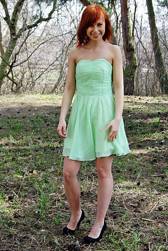 A-line Sweetheart Knee Length Chiffon Sleeveless Prom Dress - Image 8