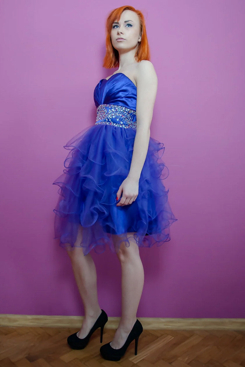 A-line Sweetheart Knee Length Tulle Beaded Backless Homecoming Dress - Image 9