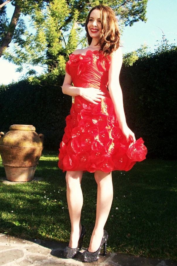 A-line Sweetheart Knee Length Tulle Beaded Homecoming Dress - Image 11