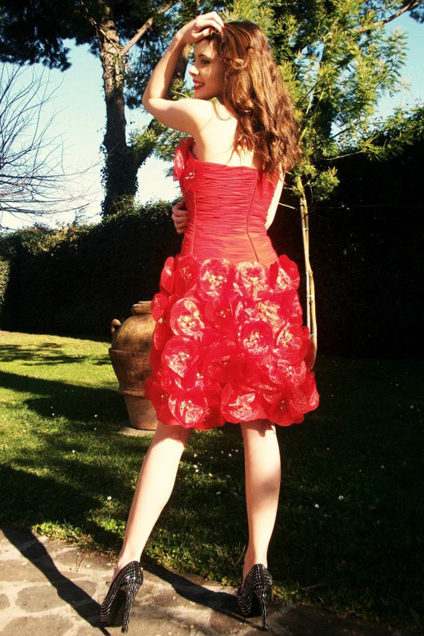 A-line Sweetheart Knee Length Tulle Beaded Homecoming Dress - Image 2