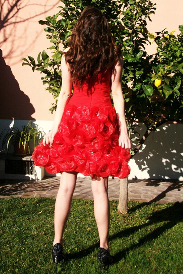 A-line Sweetheart Knee Length Tulle Beaded Homecoming Dress - Image 8