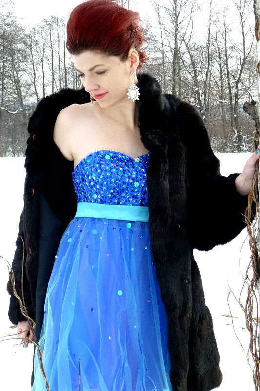 A-line Sweetheart Knee Length Tulle Paillette Homecoming Dress - Image 2