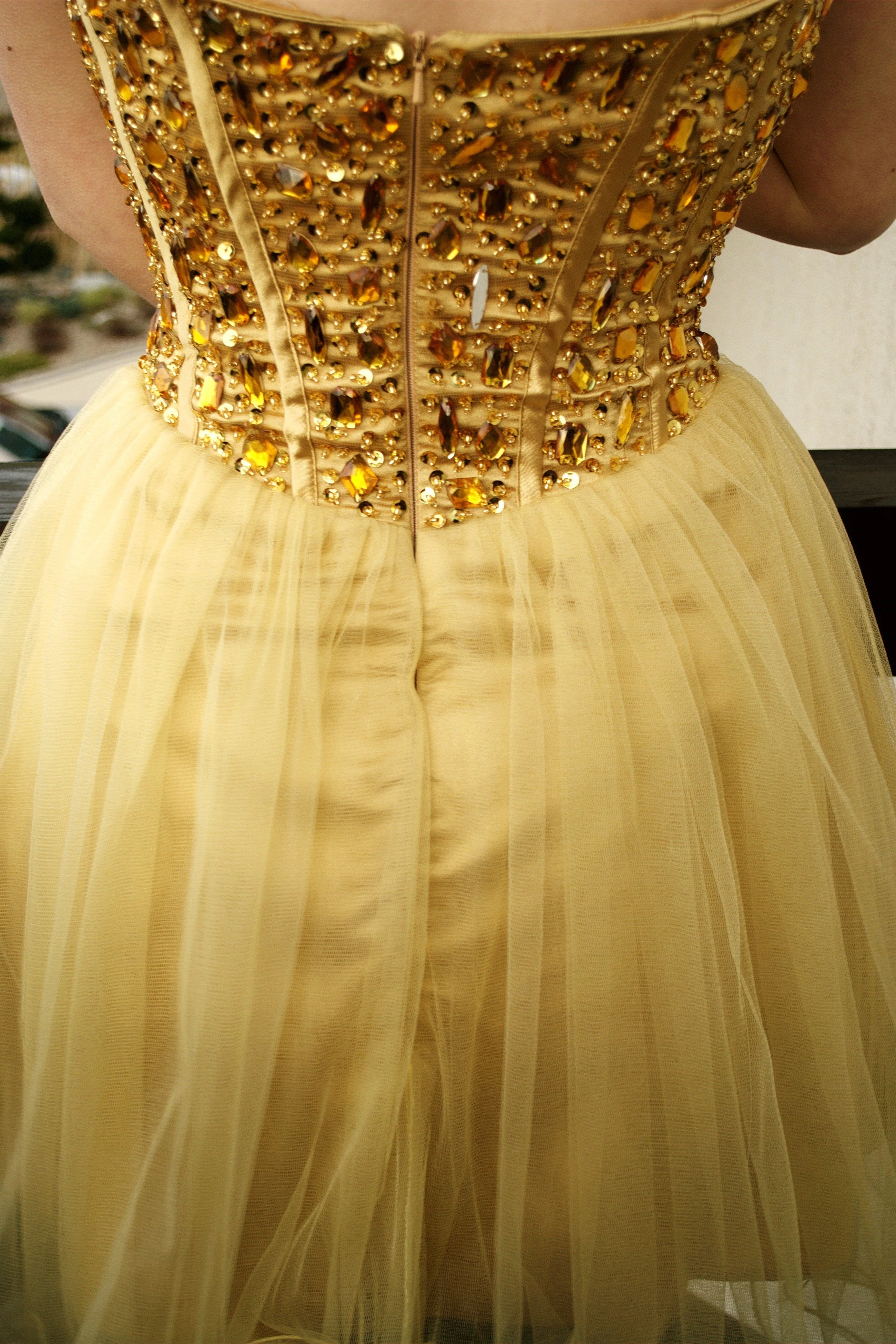A-line Sweetheart Knee Length Tulle Rhinestone Homecoming Dress - Image 6