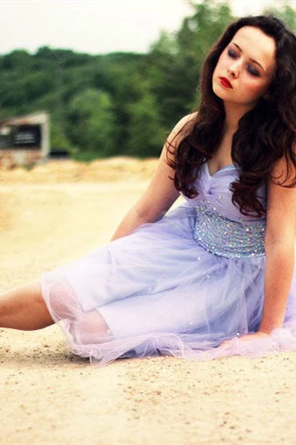 A-line Sweetheart Knee Length Tulle Rhinestone Prom Dress - Image 4