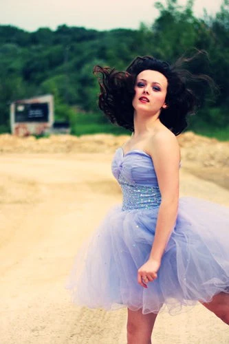 A-line Sweetheart Knee Length Tulle Rhinestone Prom Dress - Image 5