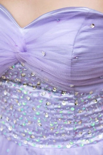 A-line Sweetheart Knee Length Tulle Rhinestone Prom Dress - Image 6