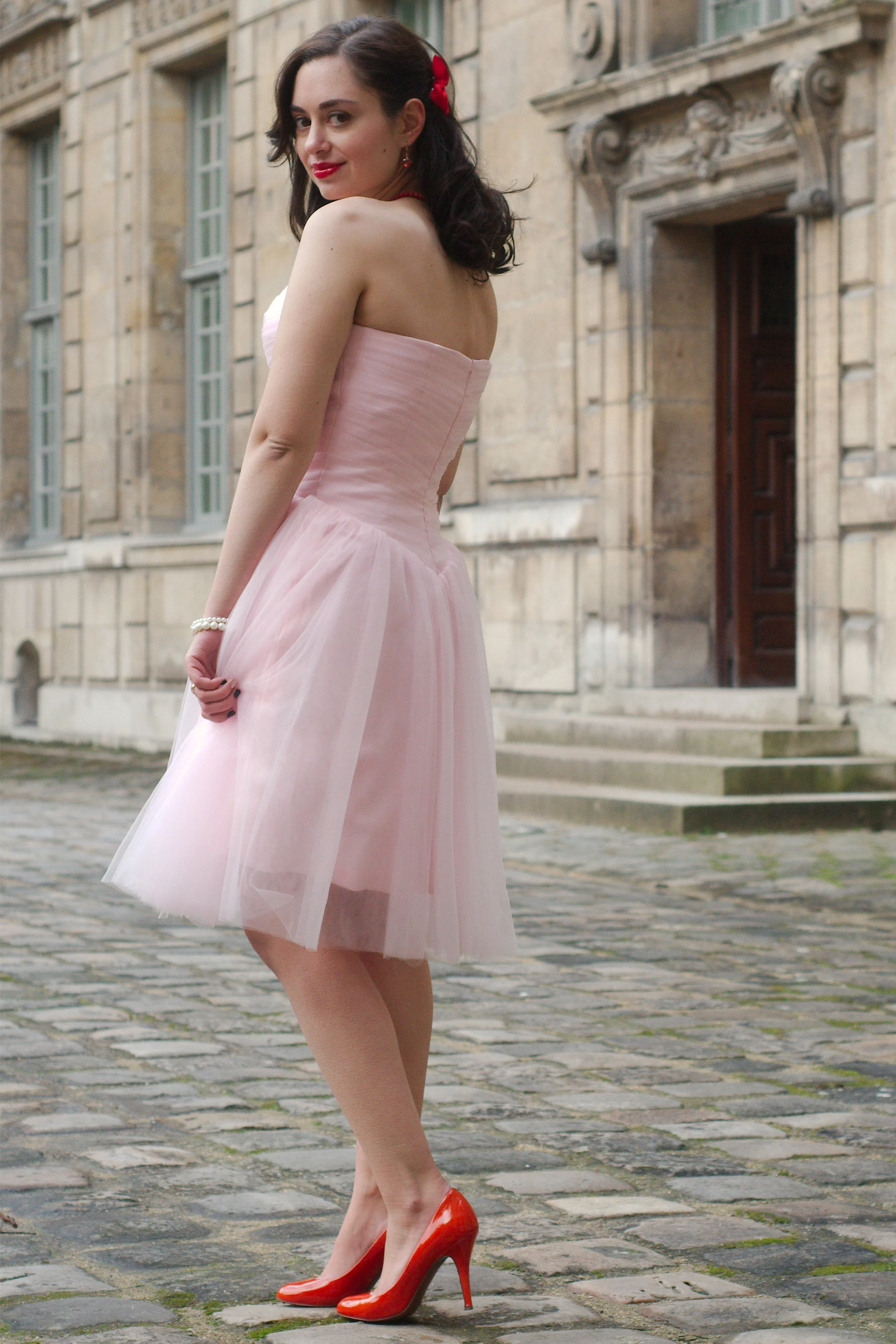 A-line Sweetheart Knee Length Tulle Sleeveless Prom Dress - Image 2