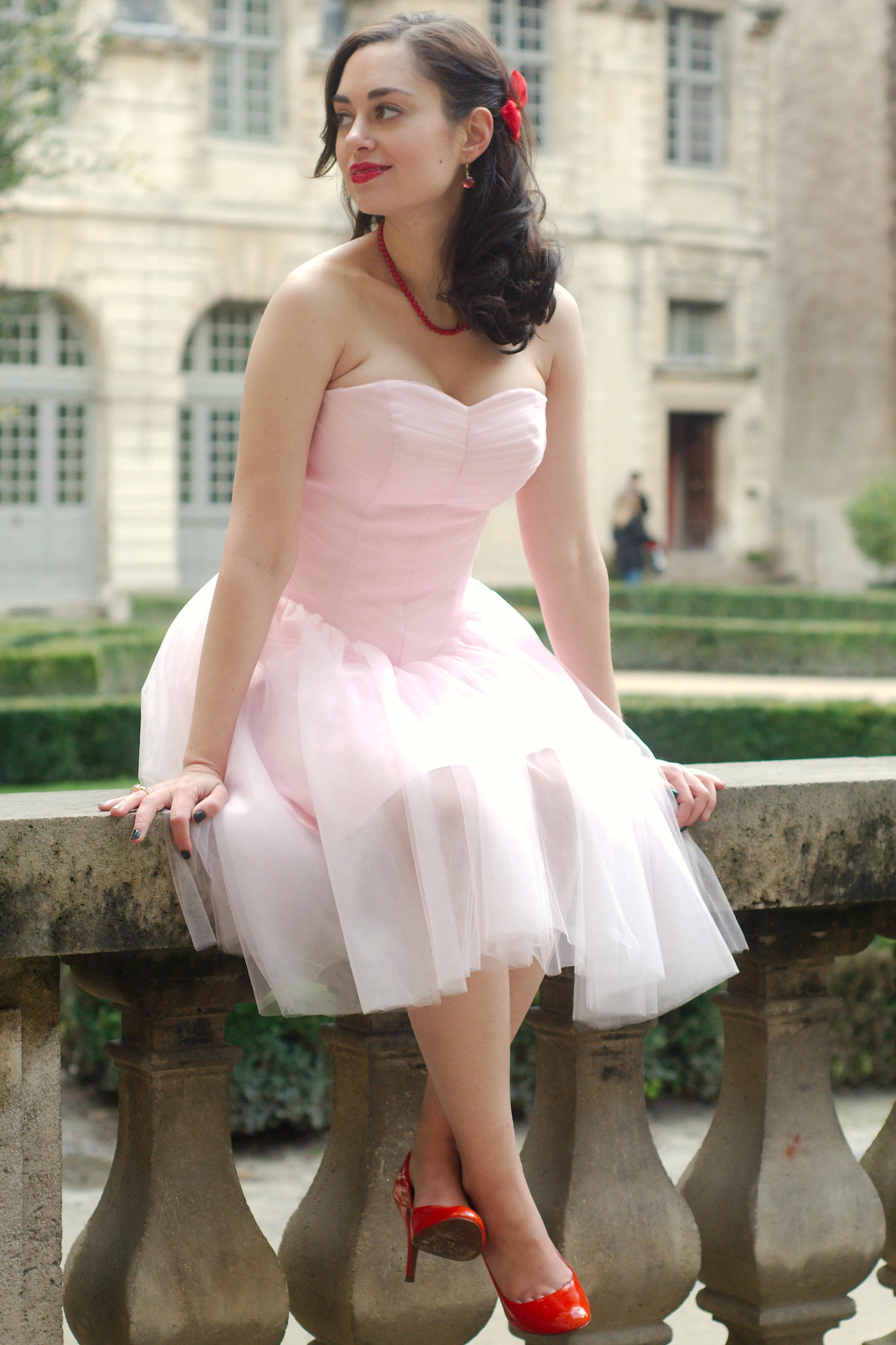 A-line Sweetheart Knee Length Tulle Sleeveless Prom Dress - Image 3