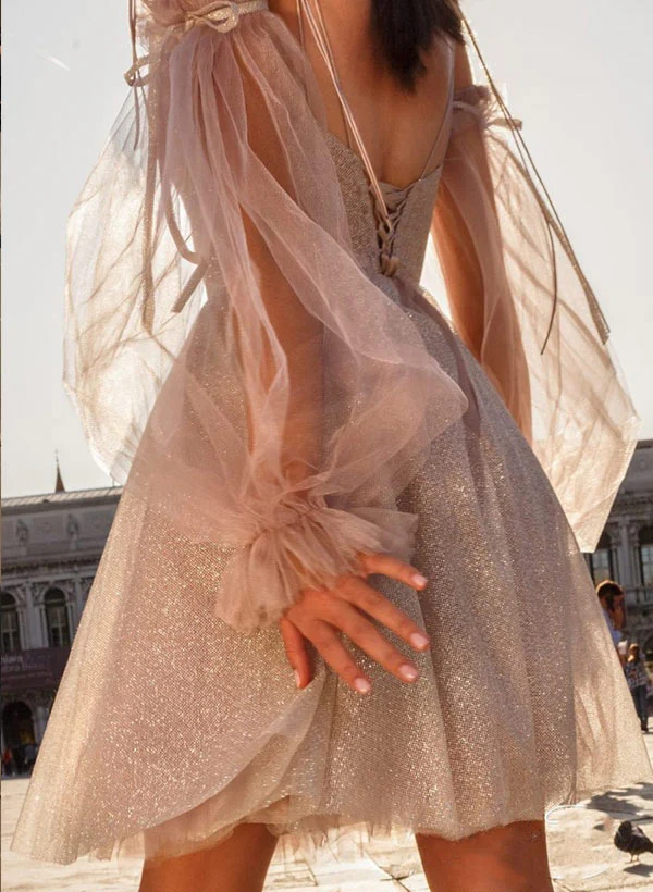 A-Line Sweetheart Long Sleeves Short/Mini Homecoming Dresses - Image 2