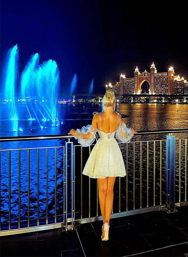 A-Line Sweetheart Long Sleeves Short/Mini Homecoming Dresses - Image 6