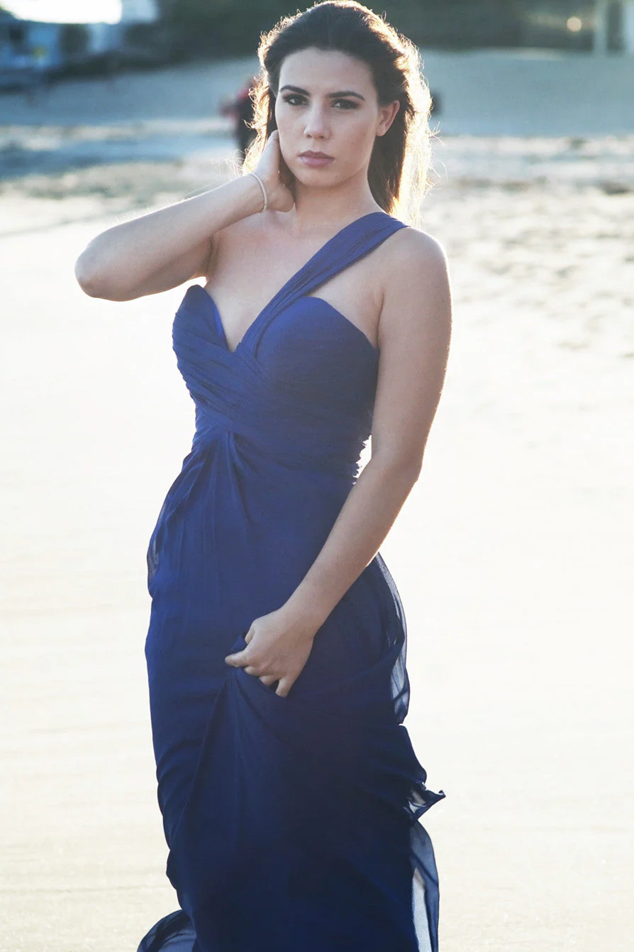 A-line Sweetheart One-shoulder Floor Length Tulle Evening Dress - Image 3