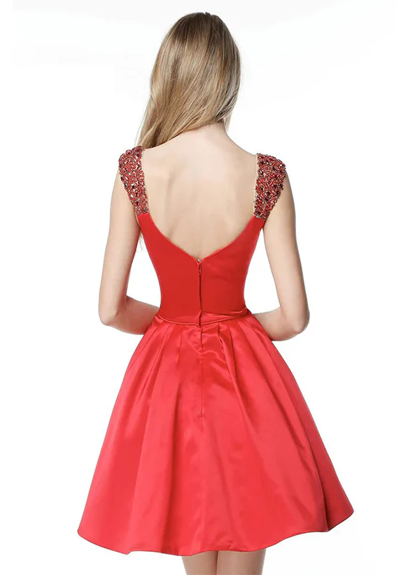 A-Line Sweetheart Short/Mini Satin Homecoming Dresses With Rhinestone - Image 3