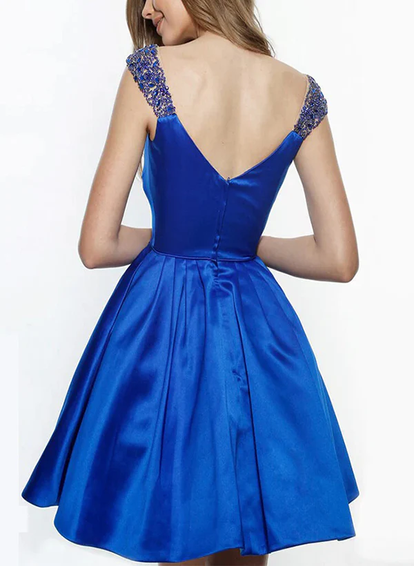 A-Line Sweetheart Short/Mini Satin Homecoming Dresses With Rhinestone - Image 5