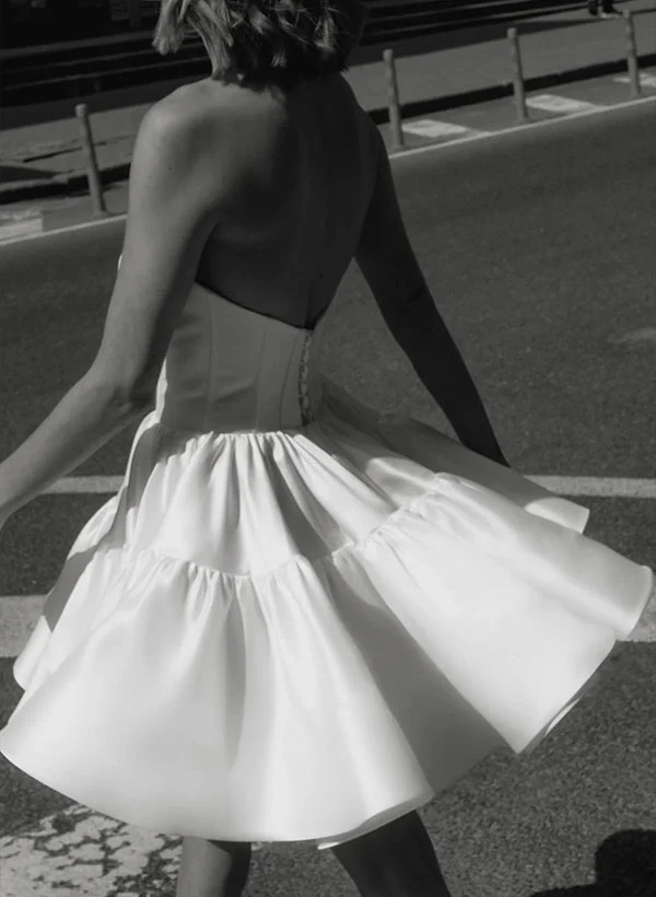 A-Line Sweetheart Short Sleeves Short/Mini Homecoming Dresses With Ruffle - Image 6