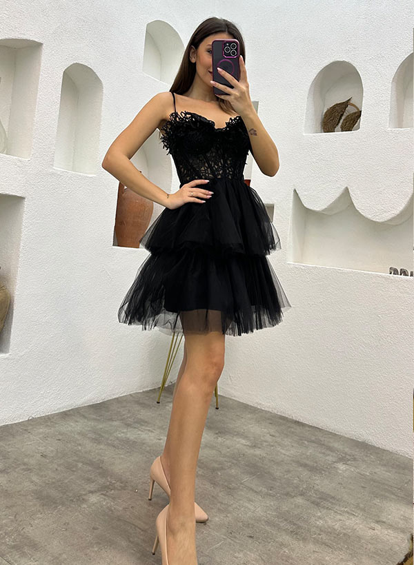 A-Line Sweetheart Sleeveless Homecoming Dresses With Lace - Image 3