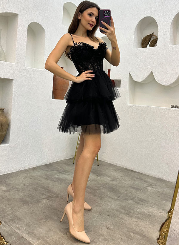 A-Line Sweetheart Sleeveless Homecoming Dresses With Lace - Image 4