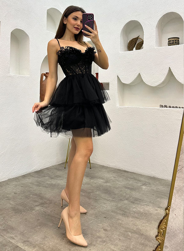 A-Line Sweetheart Sleeveless Homecoming Dresses With Lace - Image 5