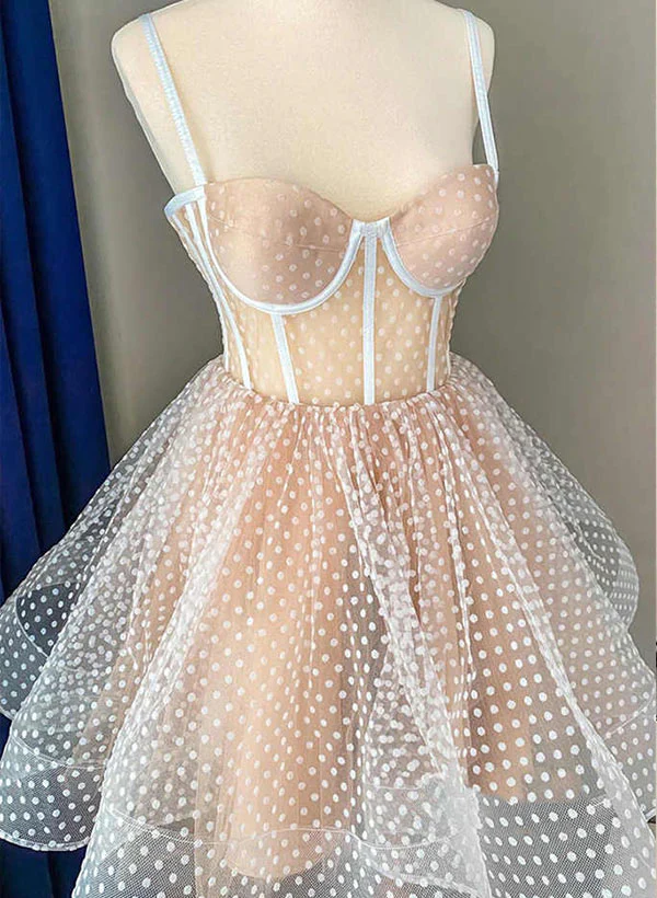 A-Line Sweetheart Sleeveless Short/Mini Tulle Homecoming Dresses - Image 4