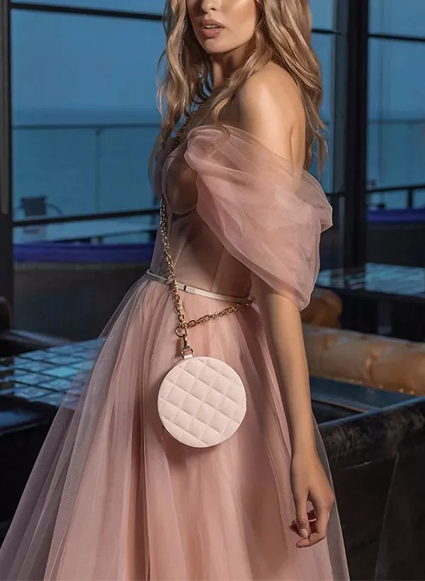 A-Line Sweetheart Sleeveless Tea-Length Tulle Homecoming Dresses - Image 3