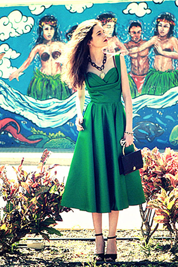A-line Sweetheart Tea Length Chiffon Sleeveless Prom Dress - Image 3