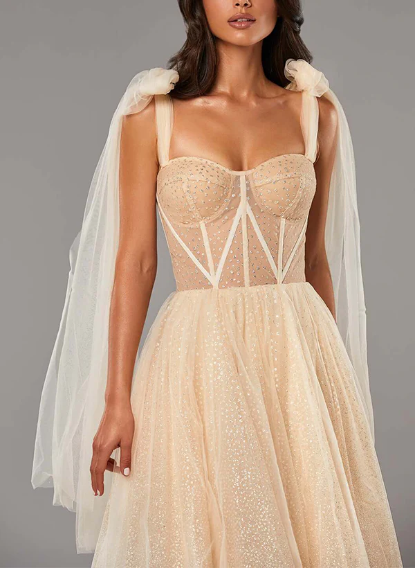 A-Line Sweetheart Tulle Homecoming Dresses With Bow(s)/Rhinestone - Image 4