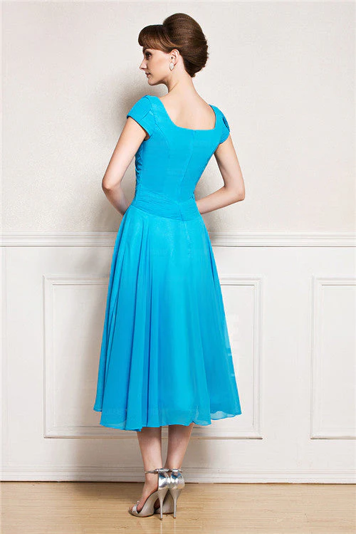A-line tea length jewel applique mother's dress - Image 2