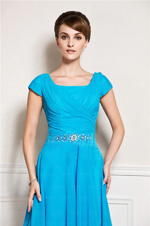A-line tea length jewel applique mother's dress - Image 3