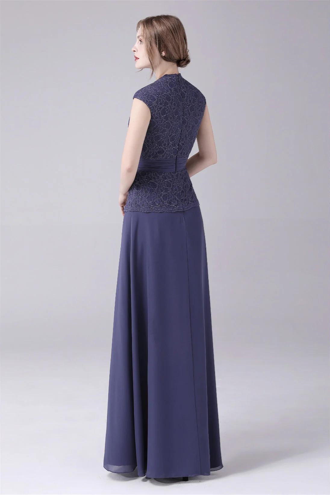 A-Line V-neck Floor Length Sleeveless Vintage mother's dress - Image 4