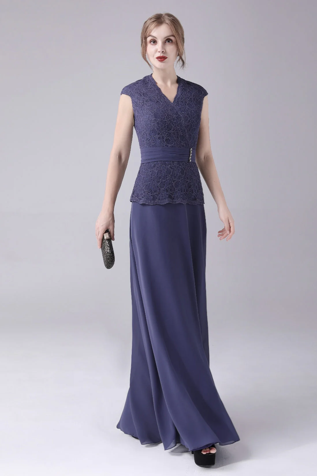 A-Line V-neck Floor Length Sleeveless Vintage mother's dress - Image 6
