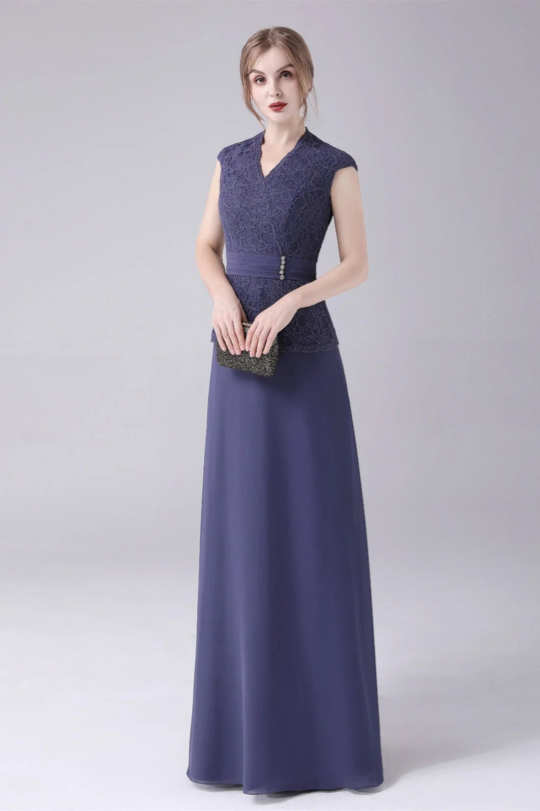 A-Line V-neck Floor Length Sleeveless Vintage mother's dress - Image 7
