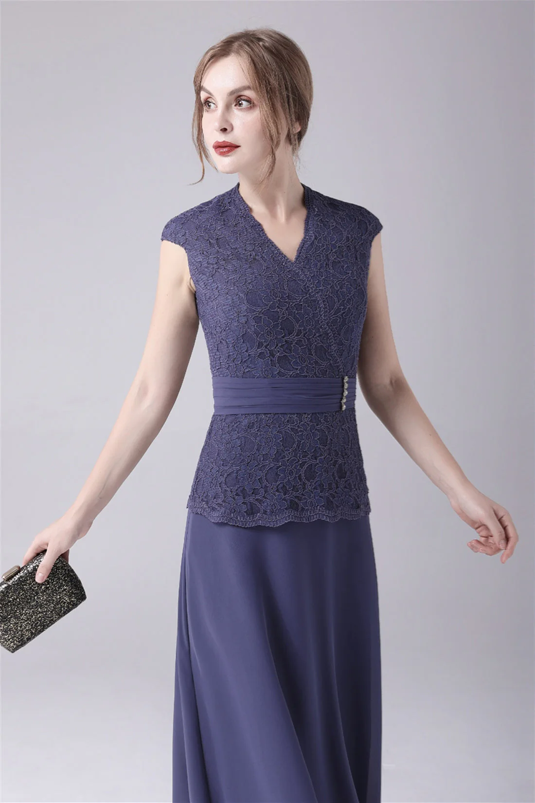 A-Line V-neck Floor Length Sleeveless Vintage mother's dress - Image 8