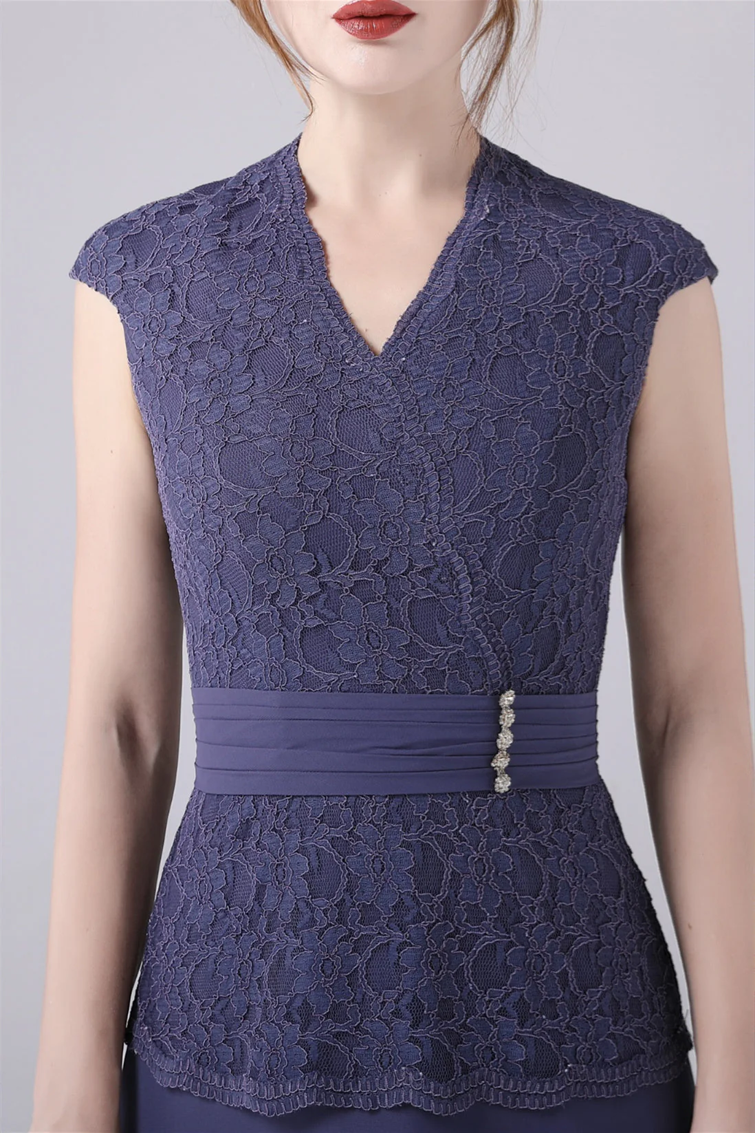 A-Line V-neck Floor Length Sleeveless Vintage mother's dress - Image 9