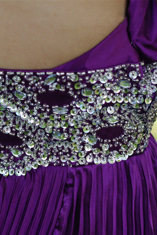 A-line V-neck Wide Staps Floor Length Backless Beading Chiffon Evening Dress - Image 7