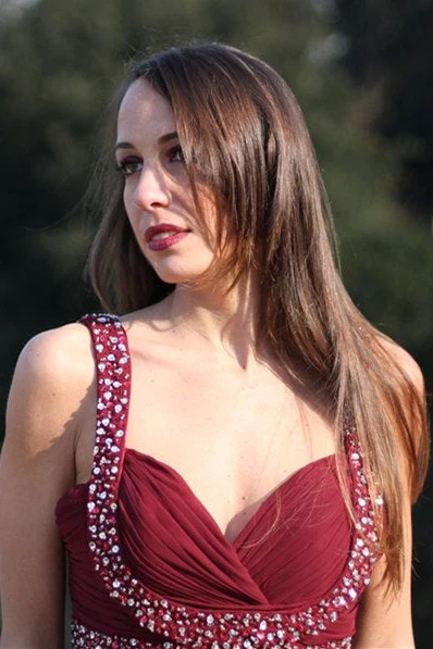 A-line Wide Strap V-neck Floor Length Chiffon Rhinestone Prom Dress - Image 10