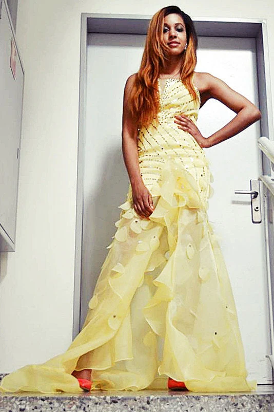 A-line Wide Straps Floor Length Tulle Paillette Prom Dress - Image 2