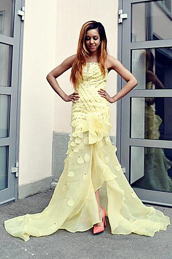 A-line Wide Straps Floor Length Tulle Paillette Prom Dress - Image 4