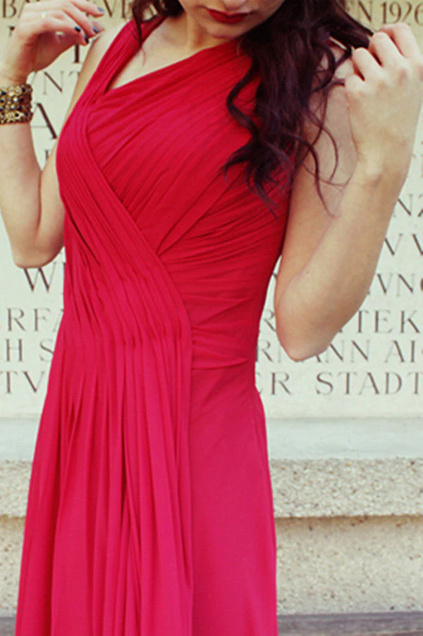 A-line Wide Straps Irregular Neck Floor Length Chiffon Evening Dress - Image 3