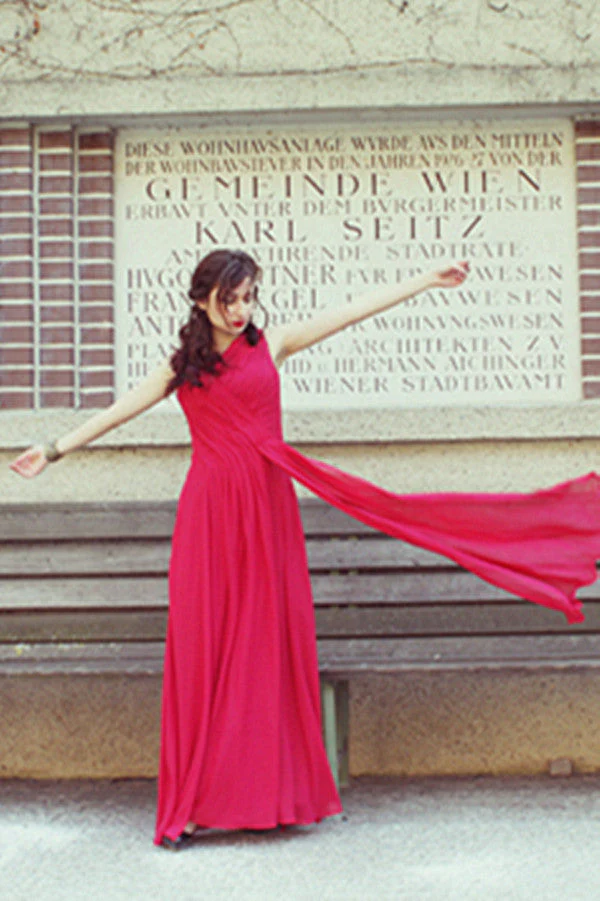 A-line Wide Straps Irregular Neck Floor Length Chiffon Evening Dress - Image 6