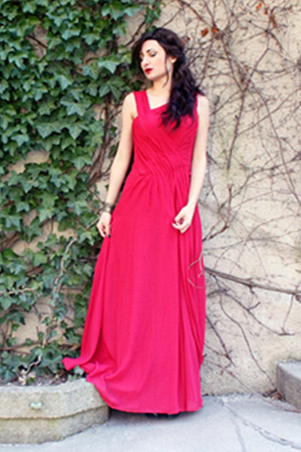 A-line Wide Straps Irregular Neck Floor Length Chiffon Evening Dress - Image 8