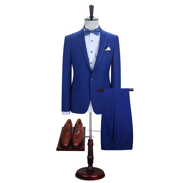 Royal Blue One Button Notched Lapel Men Suits for Prom - Image 2