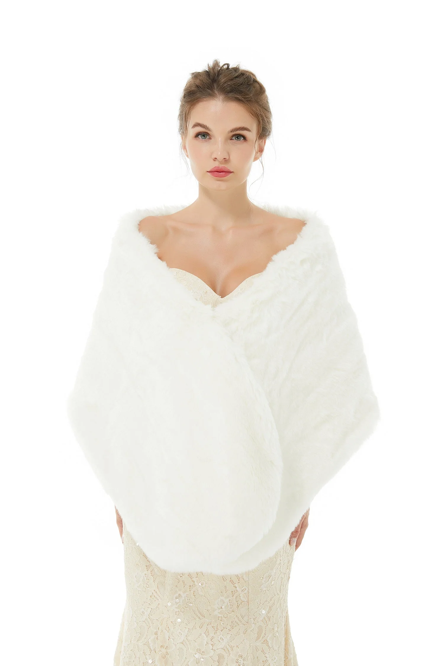 Adah - Winter Faux Fur Wedding Wrap - Image 2
