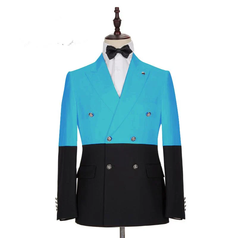 Modern Classic Blue Double Breasted Slim Fit Men Suits Online - Image 2