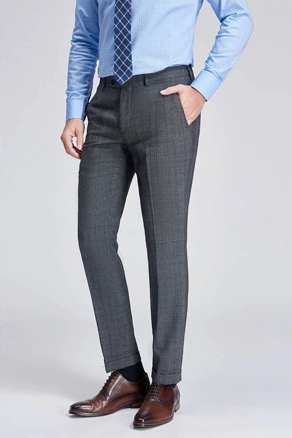 Advanced Grey Plaid Mens Suits for Business Peak Lapel Bespoke Suits for Men Sale - Image 6