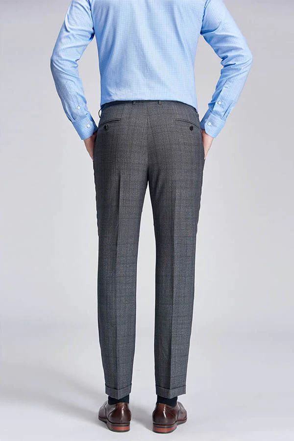 Advanced Grey Plaid Mens Suits for Business Peak Lapel Bespoke Suits for Men Sale - Image 7