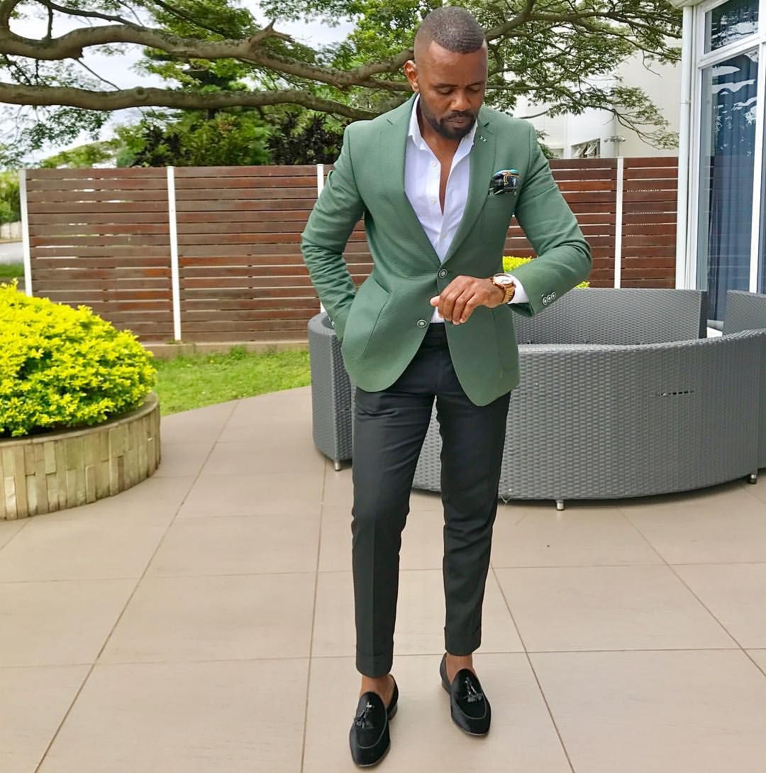 Classy Green Fashion Slim Fit Notched Lapel Formal Mens Suits - Image 2