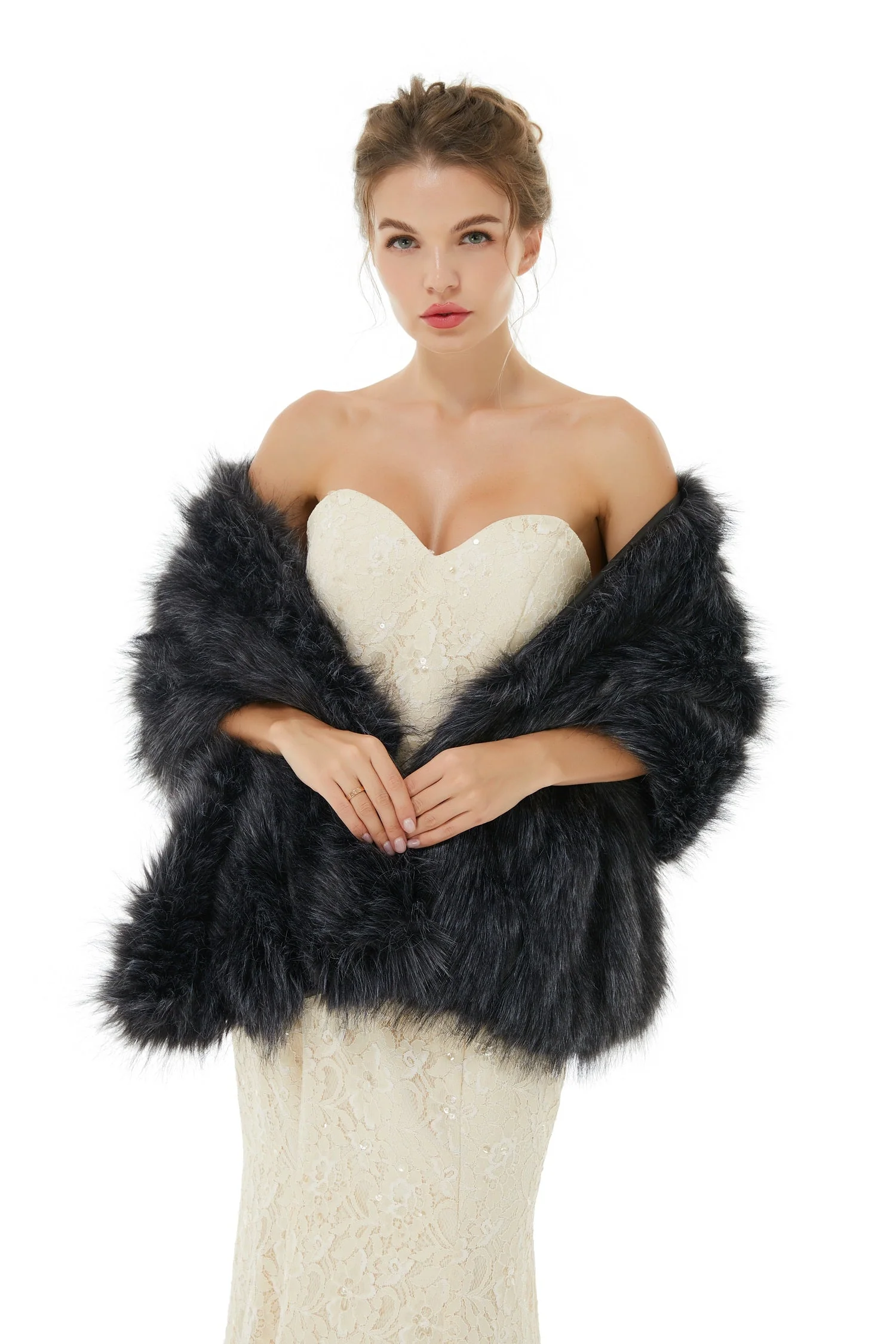 Alice- Winter Faux Fur Wedding Wrap - Image 4
