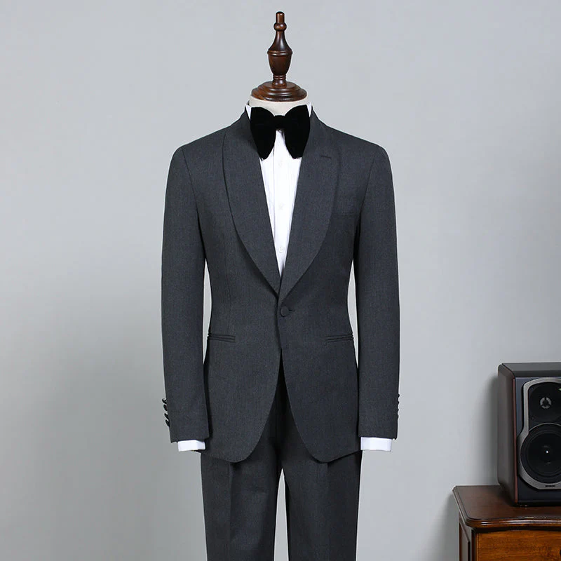 All Black One Button Slim Fit Wedding Suit For Grooms - Image 2