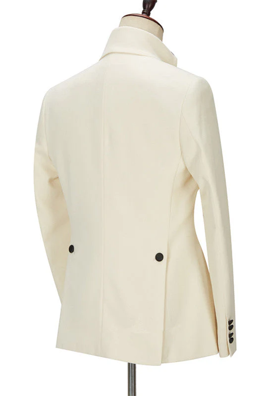 Chic Off White Slim Fit One Button Classic Men Suit - Image 2