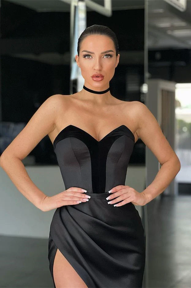 Amazing Black Sweetheart Prom Dress Mermaid Long With Slit - Image 3